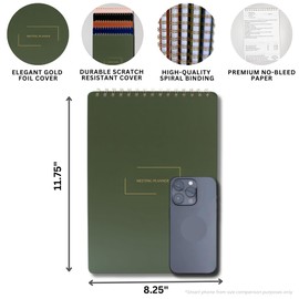 Merely Home | Meeting Notebook for Work | 8.25" x 11.75" | Project Planner | Simple Design | Multiple Layouts | Office and Business Planner (Navy, Meeting Planner - Portrait)