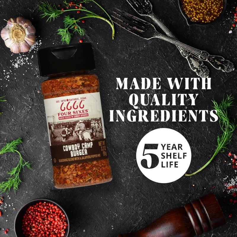 6666 Four Sixes Cowboy Camp Burger Seasoning, 3.2 Ounce