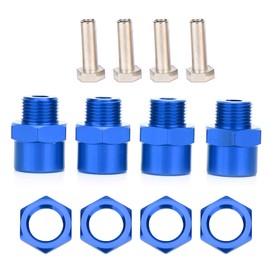 SPYMINNPOO RC Car Wheel Hex Hub Adapter, 12 mm to 17 mm Wheel Hex Conversion Adapter Accessory for D4 HSP 94123 1:10 Car (Blue)