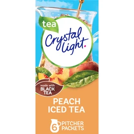 Crystal Light Peach Iced Tea Artificially Flavored Powdered Drink Mix, 6 ct Pitcher Packets