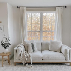 Curtain Rods for Windows 66 to 120, 1 Inch Black Curtain Rod Set, Heavy Duty Drapery Rods with Adjustable Curtain Rods, Room Divider Curtain Rod,Outdoor Curtain Rod with Ball Finials, 32"-144"