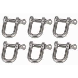 MAMDAFAON 6PCS Stainless Steel Forged D Shape Shackle 5/32" (4mm) for Chains, Wire Rope, Lifting and Landing, Camping, Tow Strap
