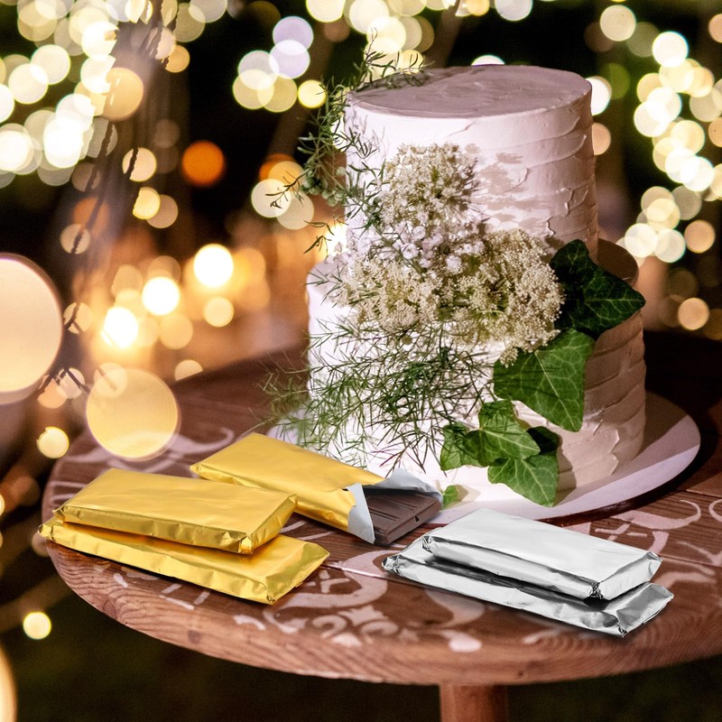 Tanlade 200 Pcs Gold and Silver Chocolate Bar Wrappers Bulk