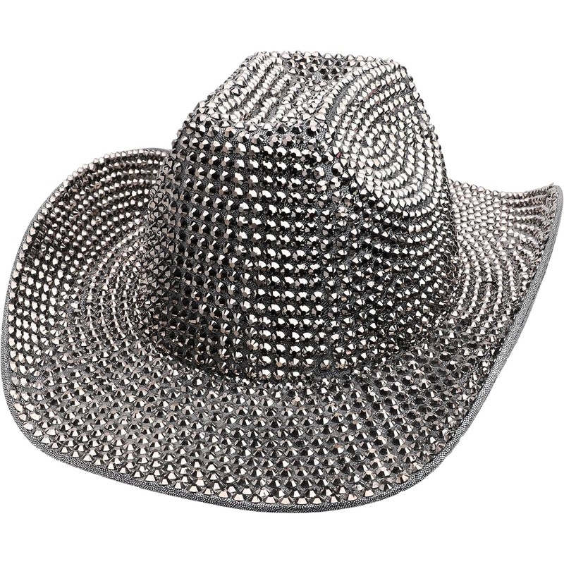 Toyland® 36cm (14") Black Luxury Rhinestone Cowboy Hat with Iridescent