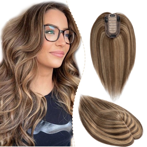 S-noilite Real Hair Topper Upgraded Silk Base Clip In Topper