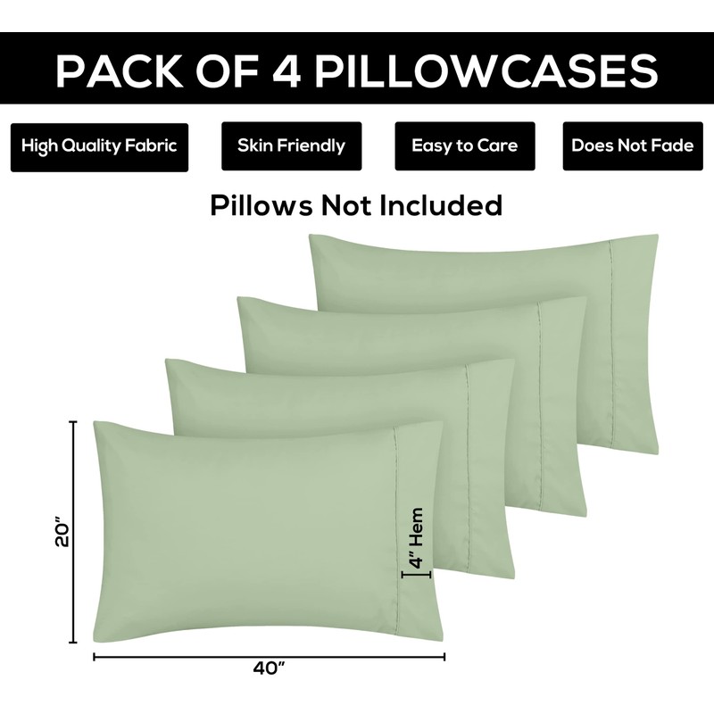 Utopia Bedding King Pillowcases - 4 Pack - Envelope Closure