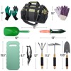 ToolTreaux 10pc Gardening Handheld Tools Set Gloves Carry Bag and