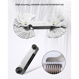 7 PCS Screw Thread Pitch Cutting Gauge Tool Set for Industrial Measurement, 3 PCS Center Gage 1 PC Drill Gauge, 1 America Type 1 Metric America Type 1 Metric Imperial US, Stainless Steel