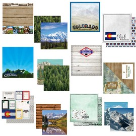Custom Bundle - 12 Colorado Rocky Mountains Travel Vacation Themed 12" x 12" Scrapbook Papers - Various Brands