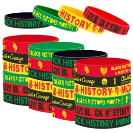 40Pcs Black History Month Bracelets Party Favors, Black History Month Party Supplies Black History Party Goodie Bag Stuffers Fillers Silicone Wristbands for Adults