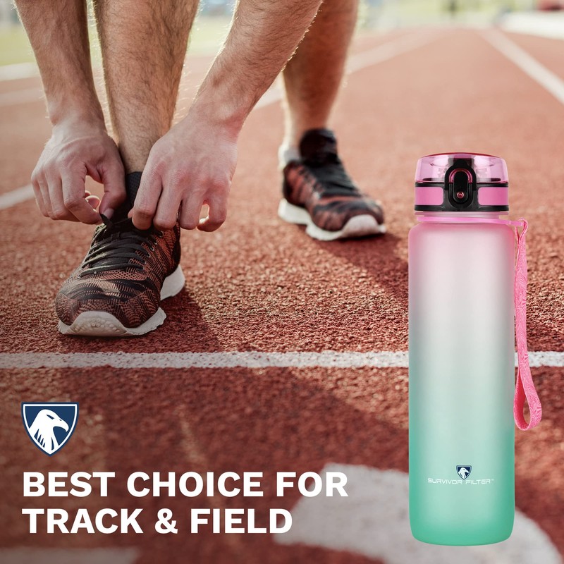 Survivor Filter 1L Sports Water Bottle with Time Markings -