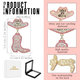 JZTRADING Cowboy Boot Earrings For Women Western Earrings Silver Drop Sparkly Rhinestone Earrings Western Cowgirl Accessories For Women Bachelorette Party Jewellery Gifts For Women Girl (pink)