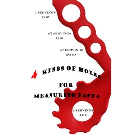 4 -in -1 Large Measure Portion Control/Nylon Spaghetti Spoon/Spoon Strainer/Spaghetti Measurer Tool Quick Pasta Measuring Tool With 3 Different Sizes Measuring Holes,For Kitchen Cooking Tool 【RED】