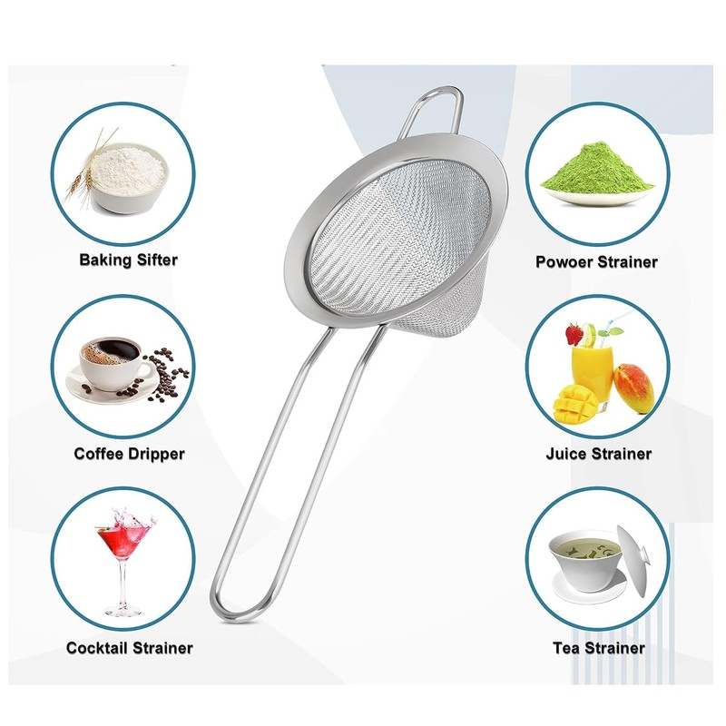2Pcs Conical Fine Mesh Strainer,3.3/1.8 Inches Fine Mesh Sieve with