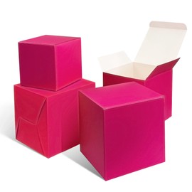 XAGLVV 25 PCS Hot Pink paper Gift Boxes， 4x4x4 inch inch Gift Box with Lids,Gift Wrapping Box for Party Favor,weddings, classroom activities, baby showers and more.