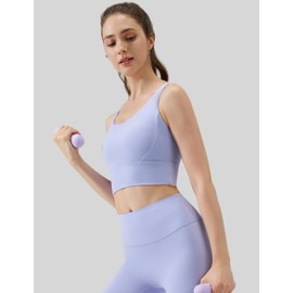 High Impact U Back Sports Bras for Women Wirefree Built in Padding Breathable for Running Yoga Gym(US, Alpha, Medium, Regular, Regular, Bright Blue and Purple)