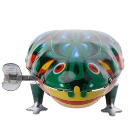 PHILSP Iron Frog Metal Wind-up Jumping Frog Tin Toys Children Funny Game Vintage Doll Green