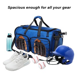 MOSISO Baseball Bag, Large Capacity Catchers Gear Bag Baseball Bat Bag with Shoe Compartment Baseball Shoulder bag with Handle for Men Women for Baseball Gear, Royal Blue