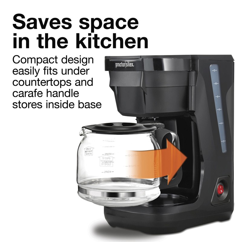 Proctor Silex Front Fill Compact 12 Cup Coffee Maker Glass