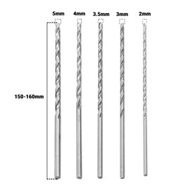 Extra Long Drill Bit Set Wood Drill Bit Set High-Speed Steel Straight Shank Twist Drill Bit 2/3/3.5/4/5mm Diameter 150mm~160mm Long Drill Bit for Wood