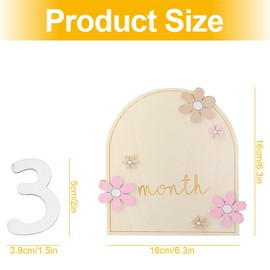 Thyonta Wooden Baby Milestone Photo Prop Lightweight and Durable Double Appliqué Baby Month Plaque as Home Decorations