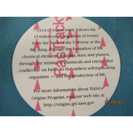 NASA Search for OriGINS Galaxies, Stars, Planets and Life collector's sticker