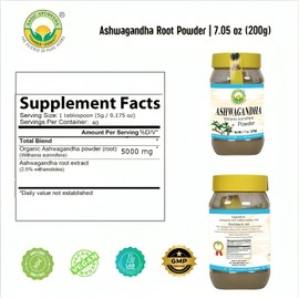 BASIC AYURVEDA Ashwagandha Powder | Organic Indian Ginseng Root Extract | Energy, Focus, & Mood Support | Natural Ayurvedic Herbal Supplement | 7.05 Oz (200g)