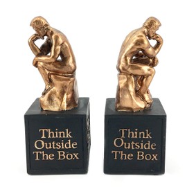 Bellaa 24674 Rodin's Thinker Bookends for Shelves Vintage Trophy Award Cool Creative Idea Think Outside The Box Inspirational Motivational Desk Decor Cute Modern Abstract Sculpture Unique Trophies