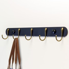 Dolmifapro Wall Mounted Towel Hooks for Bathrooms, Coat Rack, Adhesive Hooks, Key Holder, Self Adhesive Hooks with 5 Zinc Alloy Hooks for Hallway Kitchen Living Room Home Decor