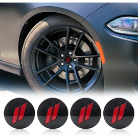 2.5 inches Slash Wheel Center Cap Covers Compatible with Dodge Charger Durango Dart 2015-2020 Jeep/Chrysler 4Pcs(Black&Red)