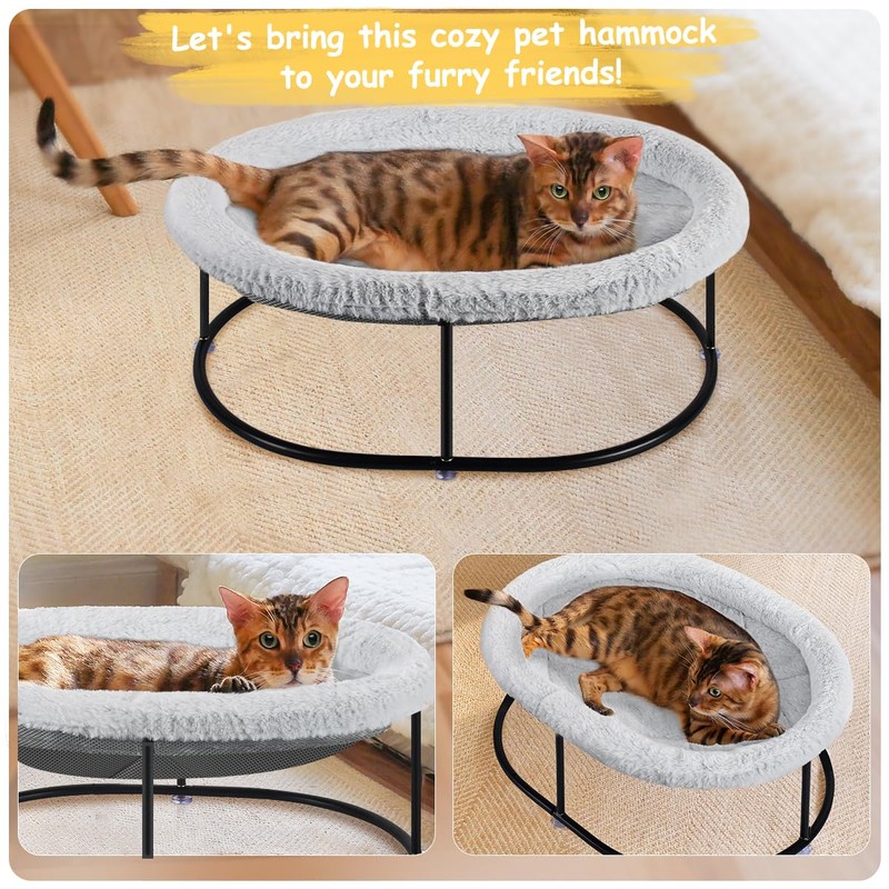 Zoratoo Elevated Cat Hammock Bed for Indoor Cats, Fluffy Warm