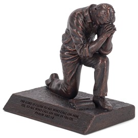 Lighthouse Christian Products Praying Man Seeking God Bronzelike Finish 4.5 x 2.75 Cast Stone Mounted Sculpture