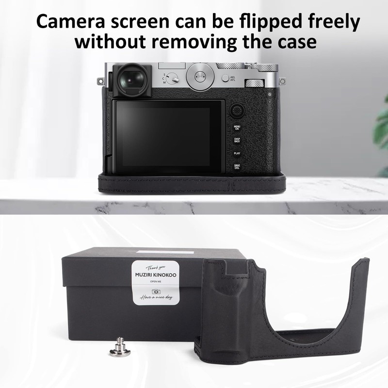 MUZIRI KINOKOO Fuji GFX100 RF Protective Genuine Leather Half Case