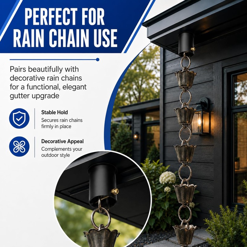 Demimy Rain Chain Gutter Adapter, 4 Pack, Black