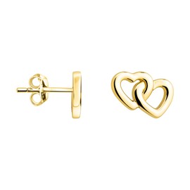 SOFIA MILANI - Women's Earrings 925 Silver - Gold Plated - Doubled Heart Stud Earring - E2579