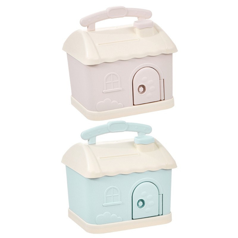 Cartoon House Piggy Bank with 3D Sticker DIY Storage Money