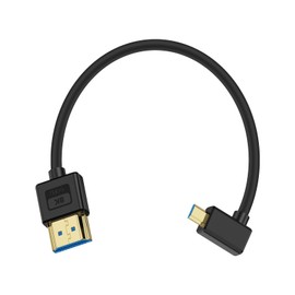 Maxhood Ultra Thin Short Micro HDMI to HDMI Cable 0.3M, 8K Left Angle 90 Degree Micro HDMI to HDMI Adapter Cable, Soft Slim HDMI 2.1 to Micro HDMI Cable Compatible for Raspberry Pi 5 4, Hero 9/8/7