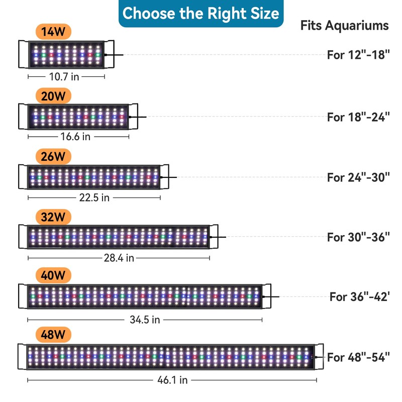 hygger Aquarium LED Light Fish Tank Full Spectrum Lighting with