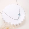 DAOCHONG S925 Sterling Silver Jewelry Sideways Cross Created Turquoise Choker