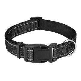 LZGOPE Reflective Dog Collar with Quick Release Buckle, Safe Breathable Nylon Collar Adjustable, Durable and Comfortable (M,Black)