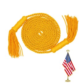 NQ Flag Gold Braided Tassel 107 Inch Length for Indoor Flagpole Display, Durable Polyester Flagpole Tassel for School, Office and Business