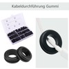 luckaide Pack of 260 Rubber Cable Grommets, Black Rubber Grommets,
