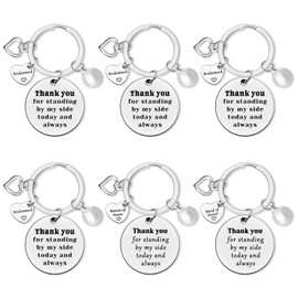 Dabihu 6Pcs Bridesmaid Keyring Thank You Gifts for Maid of Honor Matron of Honor Appreciation Gifts Bridesmaid Keychain Maid of Honor Proposal Gifts Bachelorette Wedding Gift for Best Friends Sister