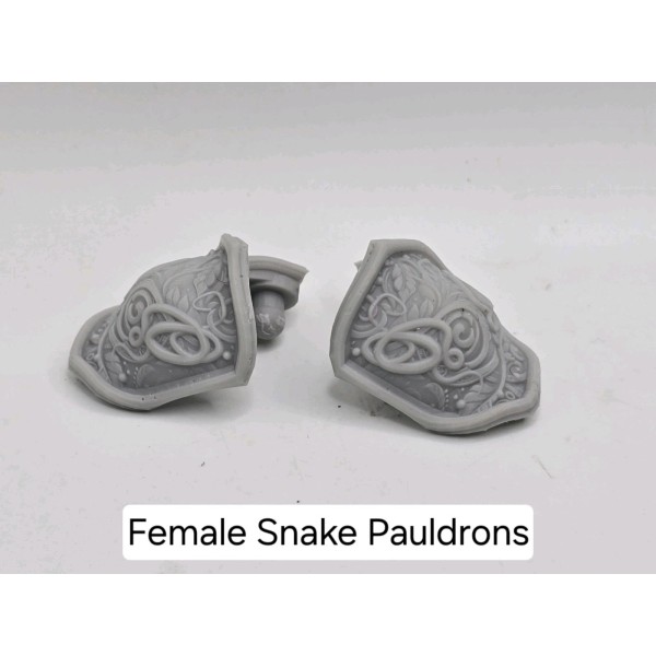 3d Printed FEMALE SNAKE WARRIOR PAULDRONS For 1.0 Mythic Legion