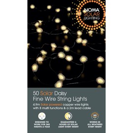 NOMA Solar Fine Wire Lights, 50 Warm White Daisy LED's