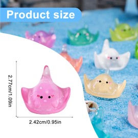 jrootouh 90pcs Mini Resin Manta Ray Figures Bulk Tiny Resin Animals Little Small Figures to Hide Glow in Night Garden Decor