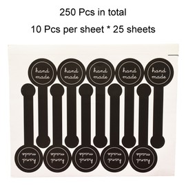 MR-LABEL 250 Pcs of Black Lollipop Sealing Sticker – Hand Made Sticker/Hand Made Adhesive Label for Hand Made Product (Hand Made)