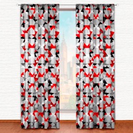 Elefantito Cortinas Kiev 2 Paneles De 1.30 X 2.20 Negro Rojo Gris