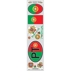 Car Chrome Decals STS-PT Portugal 9 Stickers Set Portugese Flag Decals Bumper car auto Bike Laptop