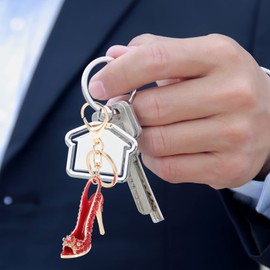 SOIMISS High Heels Keychain Rhinestone Shoe Keyring Fashion Charm Purse Bag Pendant Hanging Ornaments for Women Girls, black